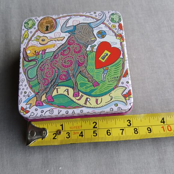 Taurus Zodiac Tin & Soap small gift 3" square x 1.5" height scented soap NIP - Picture 7 of 9